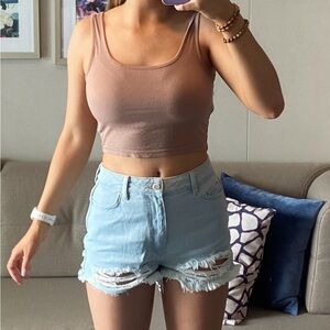 Women's Tan Crop Tank Top